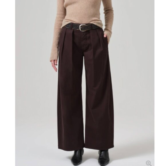 Citizens of Humanity Pants Womens Petra Pleated Trouser Wide Leg Clove Size 25 - Picture 1 of 9